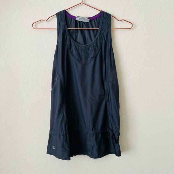 Athleta Wick It Good Tank charcoal gray lace cinchable - Picture 1 of 7